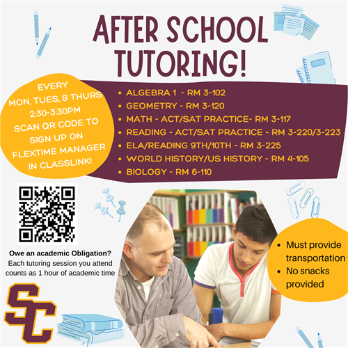  Flyer that says After School Tutoring